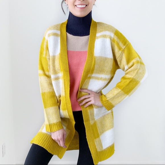 FUZZY BUFFALO PLAID LONG SWEATER CARDIGAN - WITH POCKETS - Picture 2 of 9